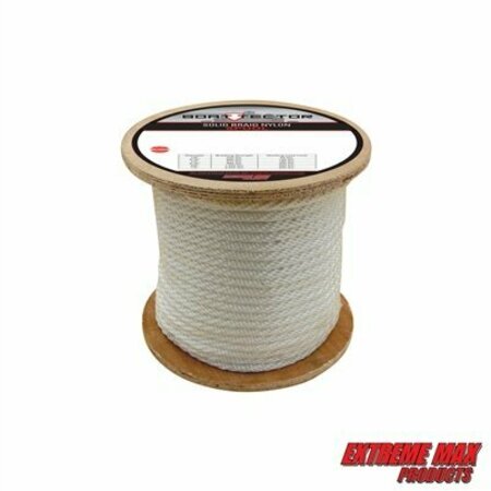EXTREME MAX Extreme Max 3006.2213 BoatTector Solid Braid Nylon Rope - 1/2" x 250', White 3006.2213
